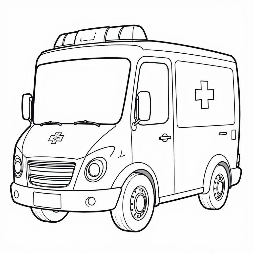 Ambulance Line Art Coloring Page