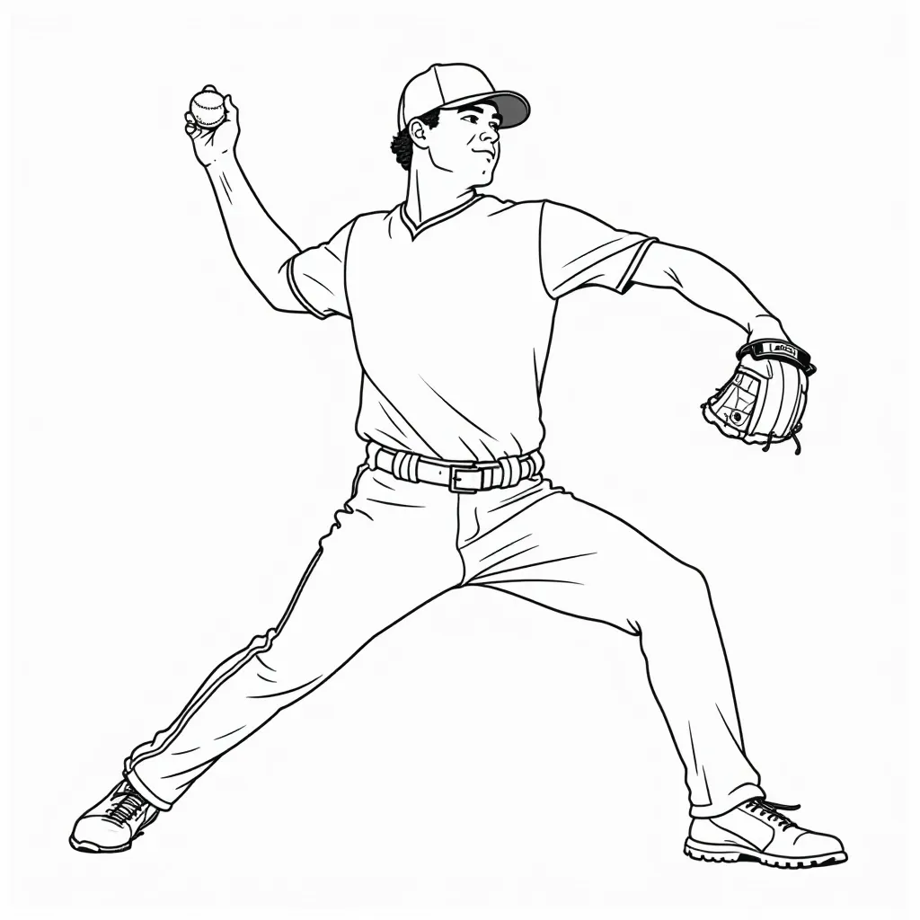 Baseball Pitcher Ready to Throw Coloring Page
