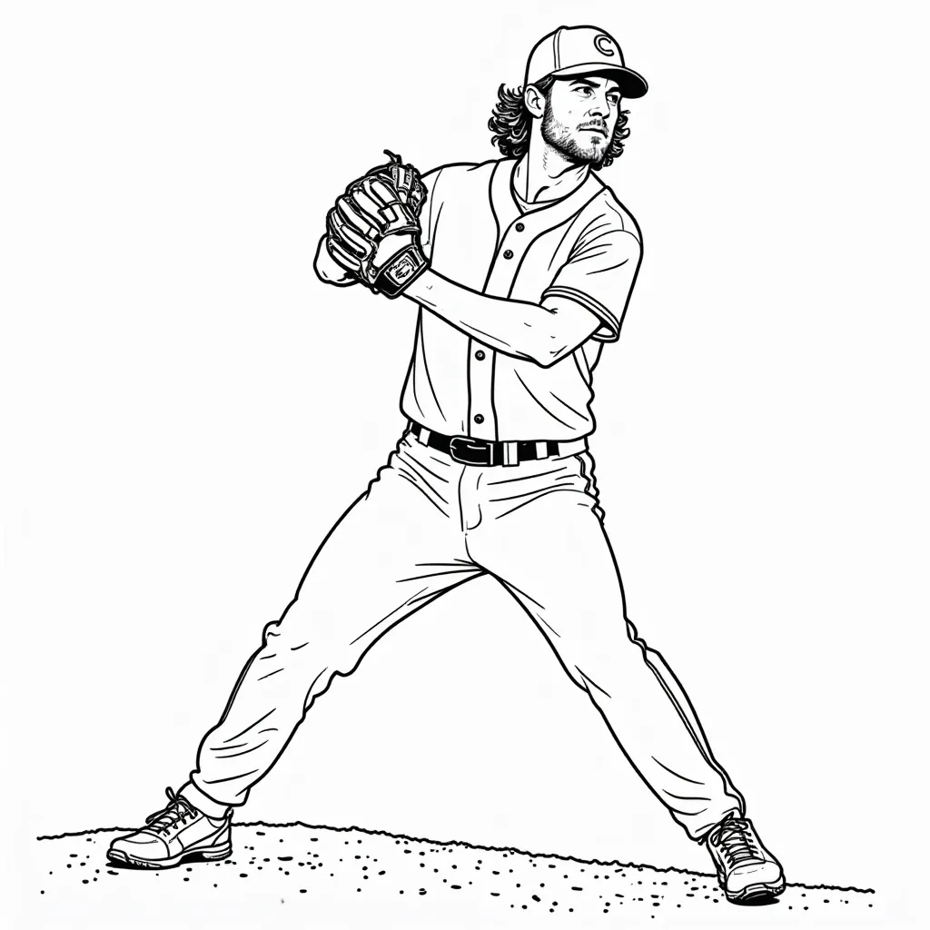Baseball Pitcher Ready to Throw Coloring Page