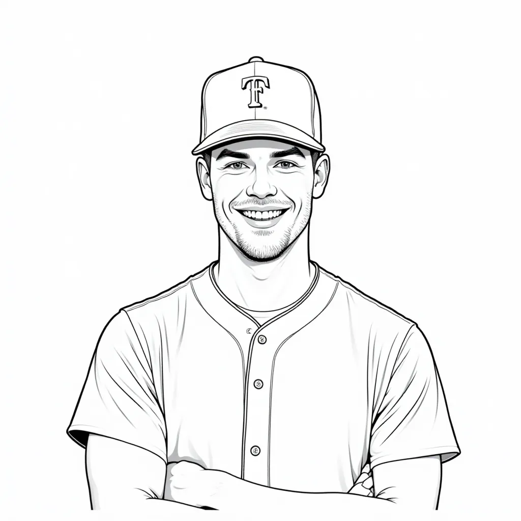 Baseball Player in Cap Coloring Page