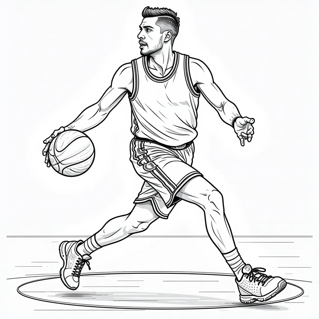 Basketball Player Dribbling Coloring Page