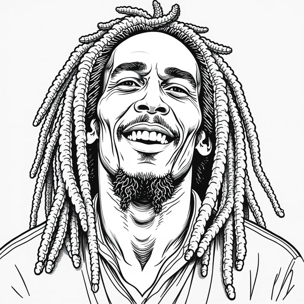 Bob Marley Portrait Coloring Page