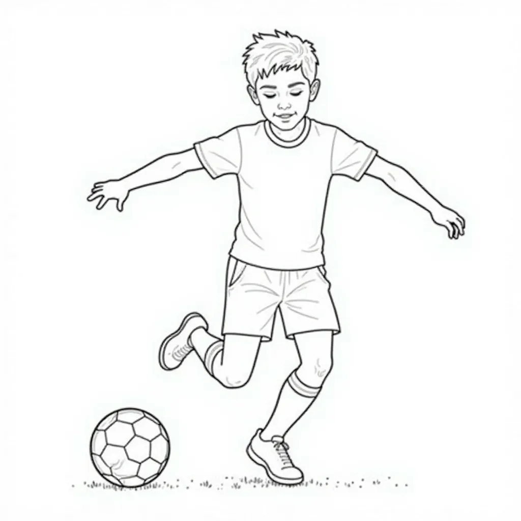 Boy Kicking Football Coloring Page