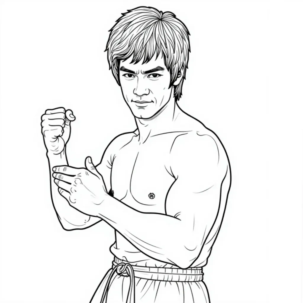 Bruce Lee Martial Arts Coloring Page