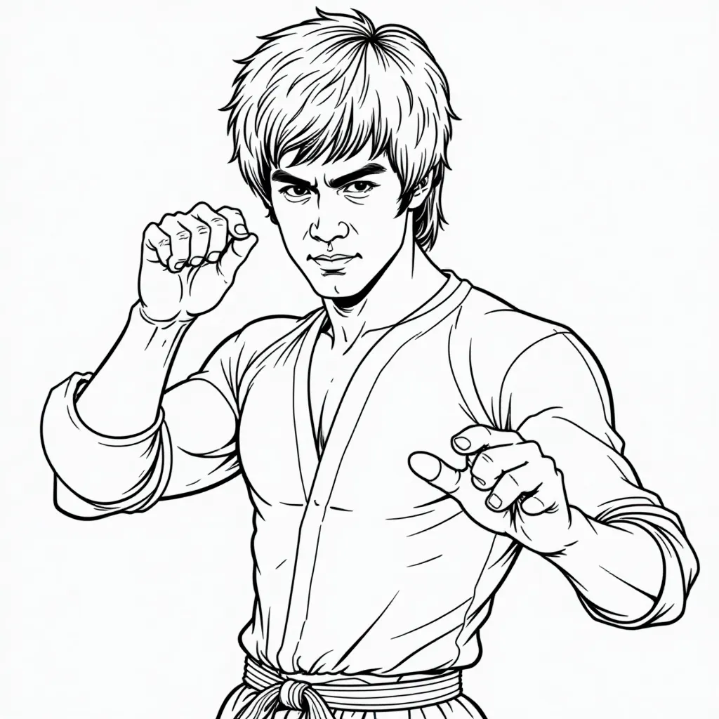Bruce Lee Martial Arts Pose Coloring Page