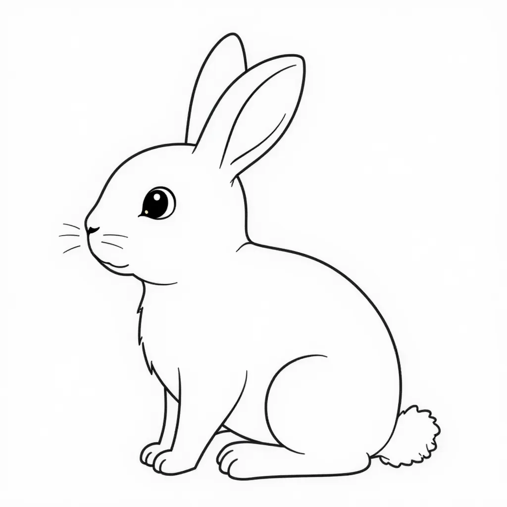 Cute Bunny Rabbit Line Art Coloring Page