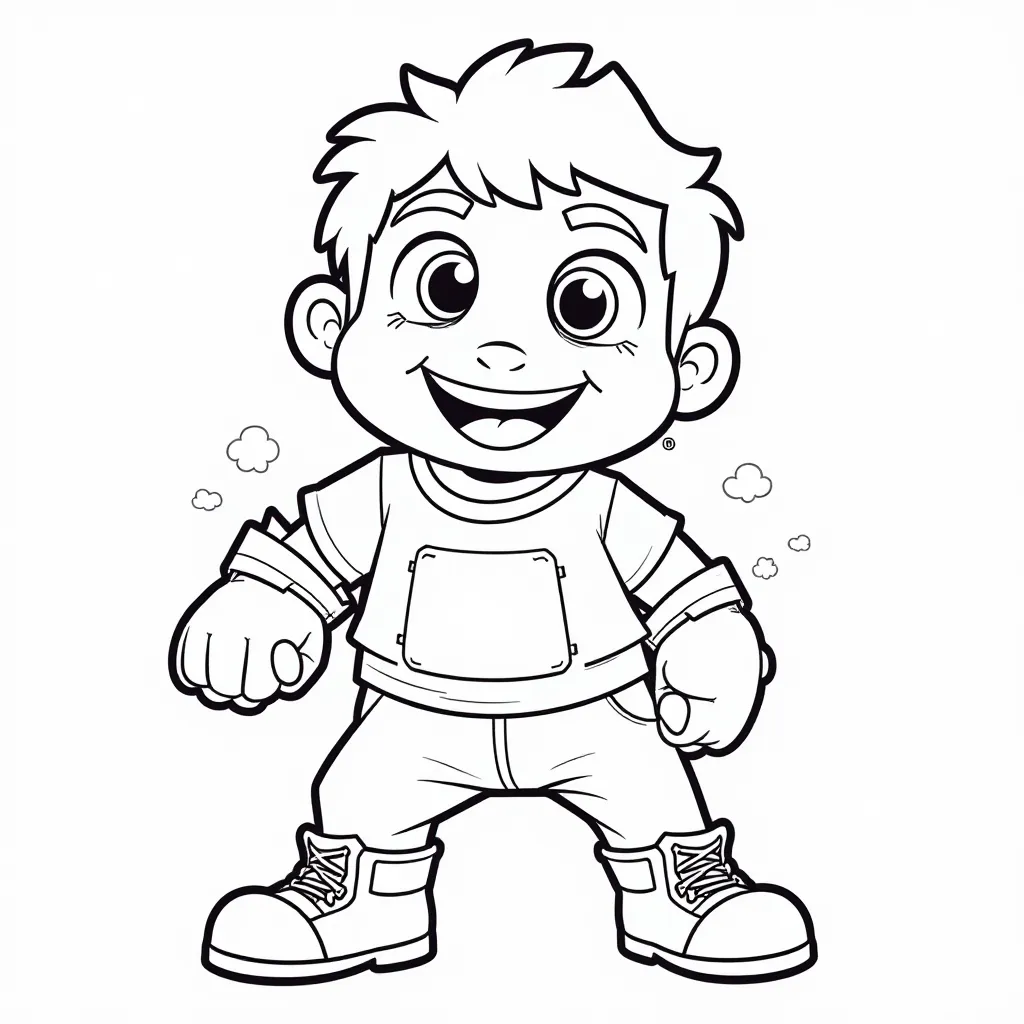 Cartoon Boy Smiling Outline Coloring Page