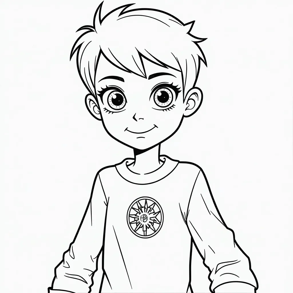 Cartoon Boy Line Art Coloring Page