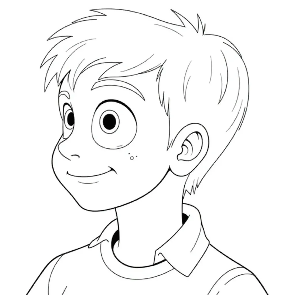 Cartoon Boy Smiling Coloring Page
