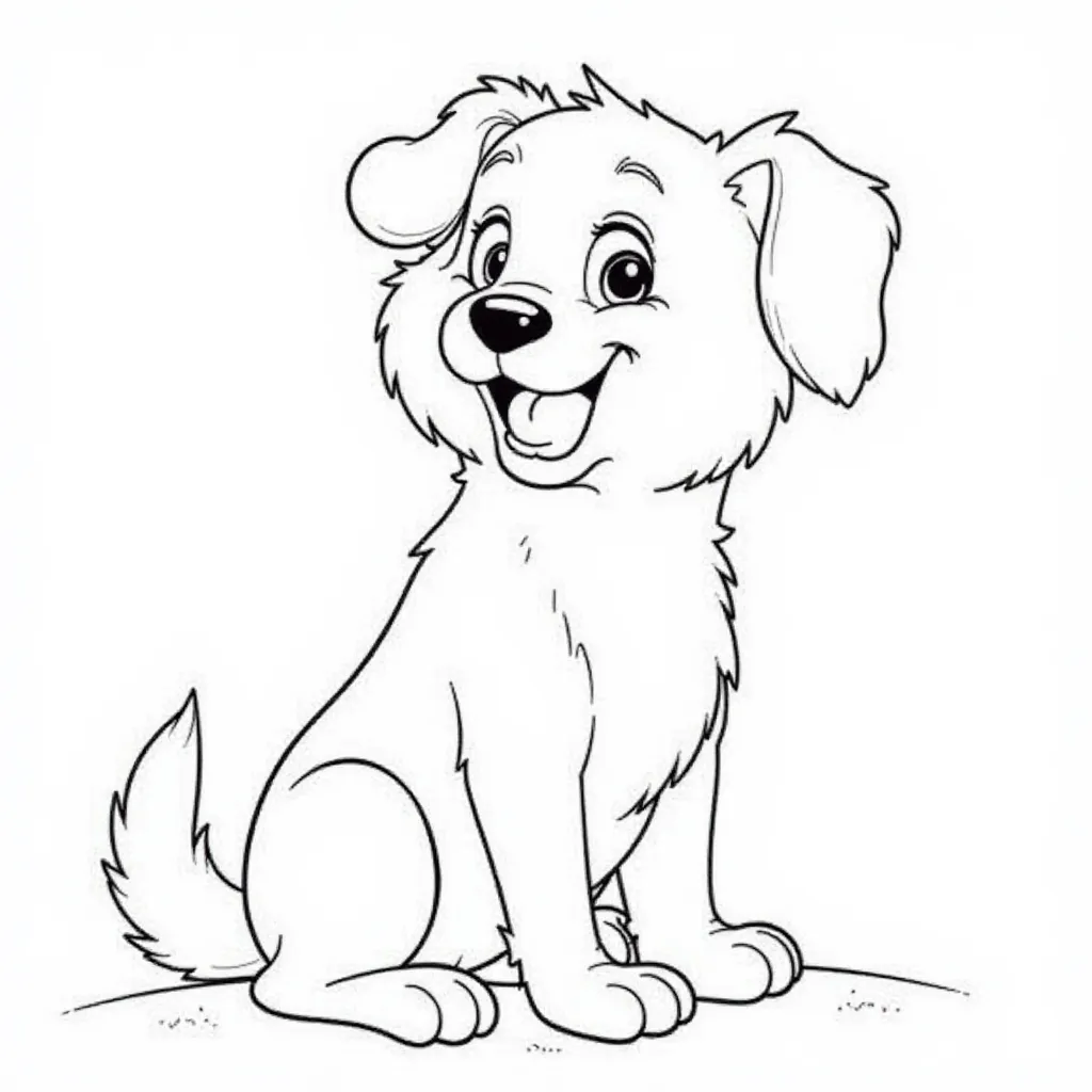 Cute Cartoon Puppy Dog Coloring Page