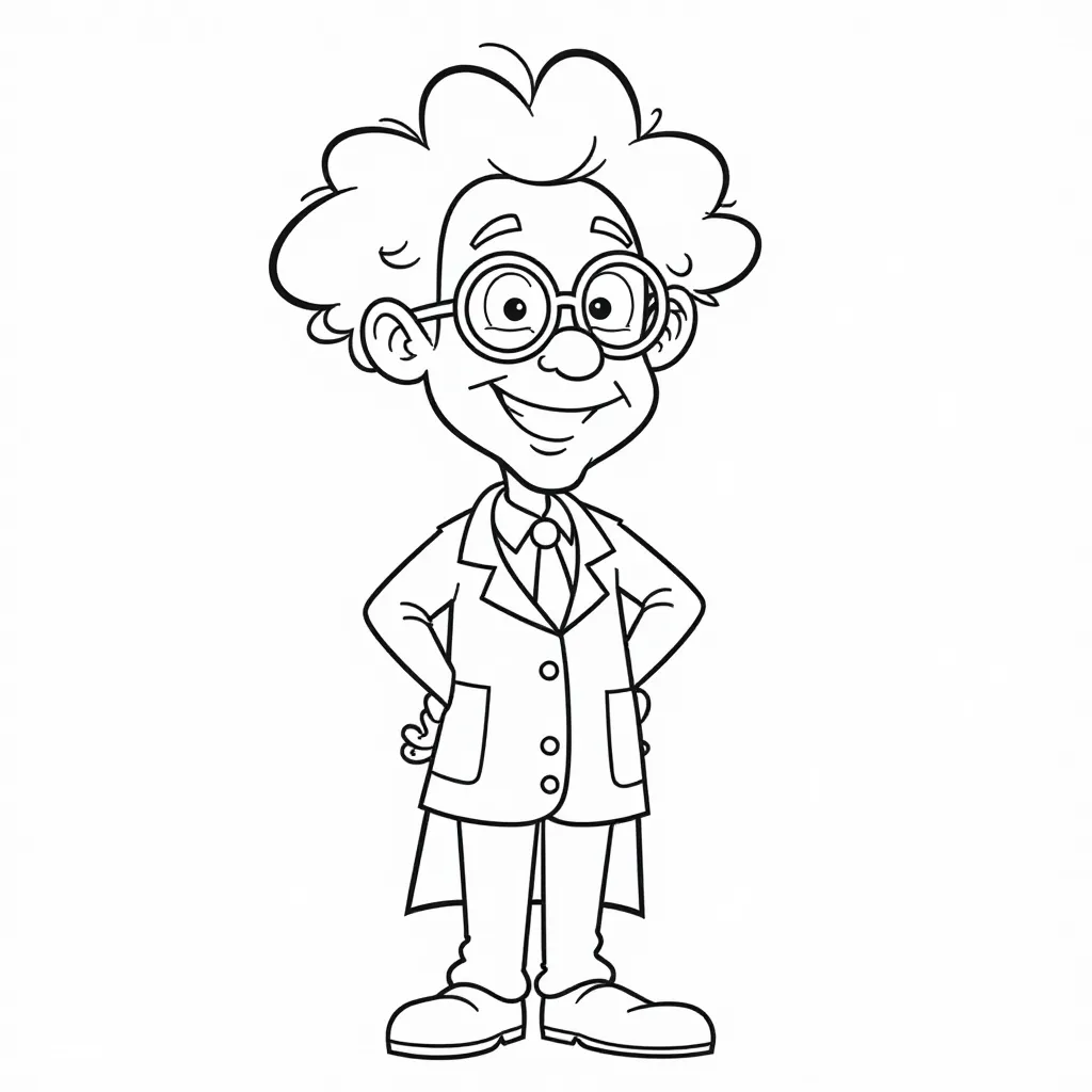 Cartoon Scientist Coloring Page