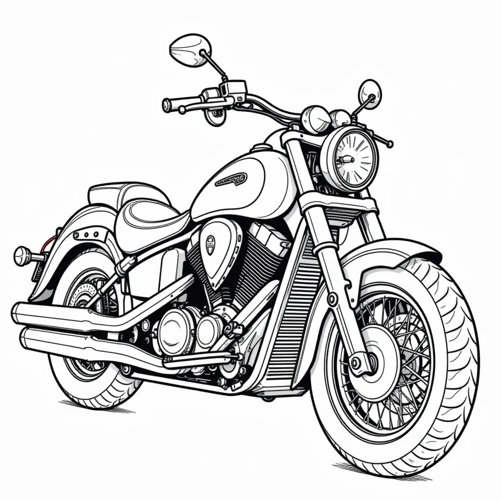 Classic Motorcycle Line Art Coloring Page