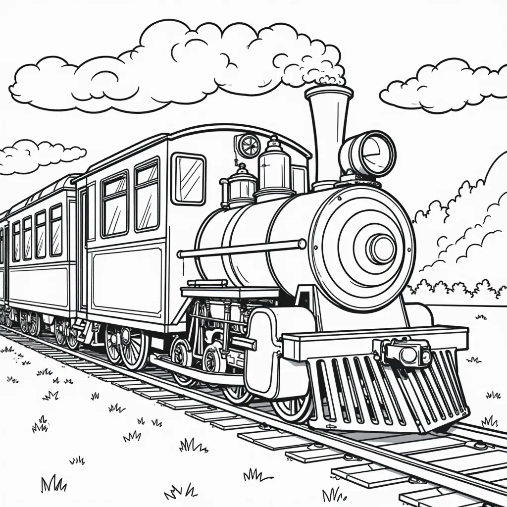Classic Train Coloring Page for Kids