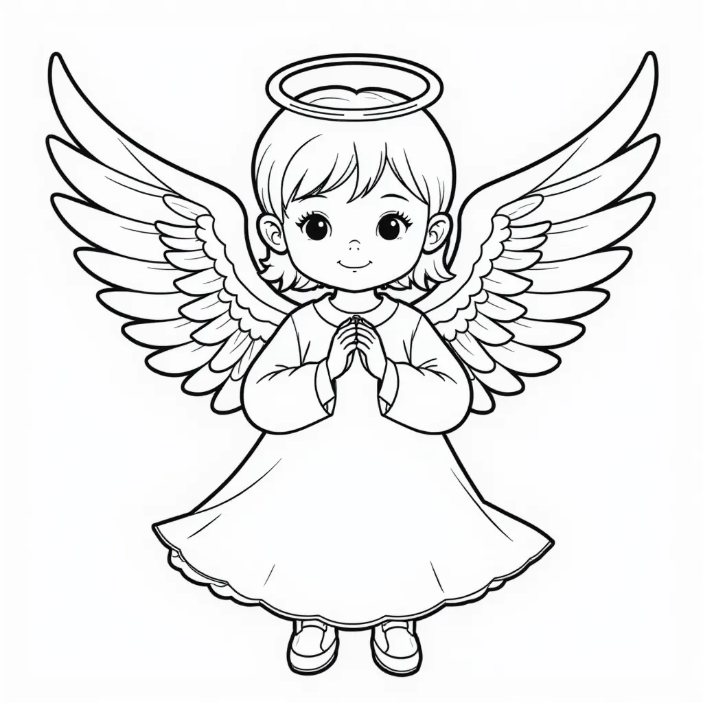 Cute Angel Girl Coloring Page Printable