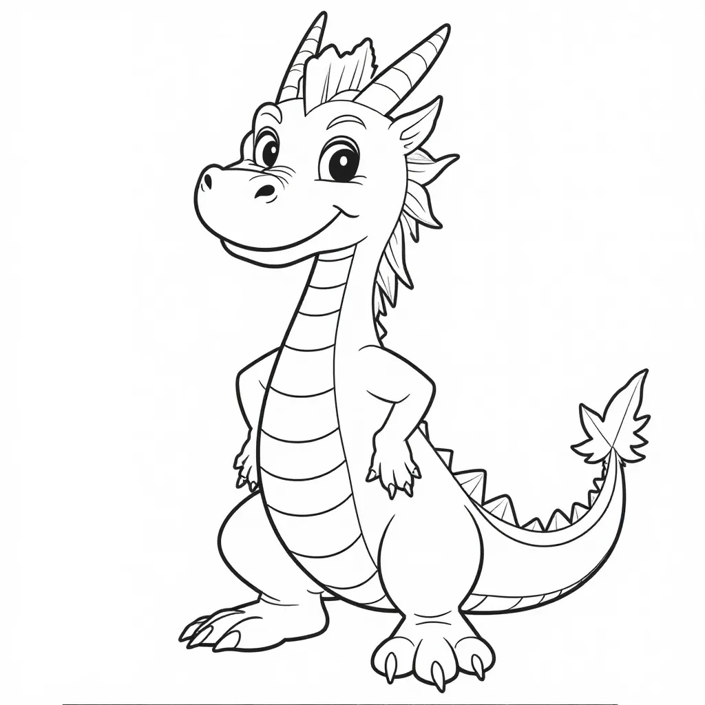 Cute Cartoon Dragon Coloring Page