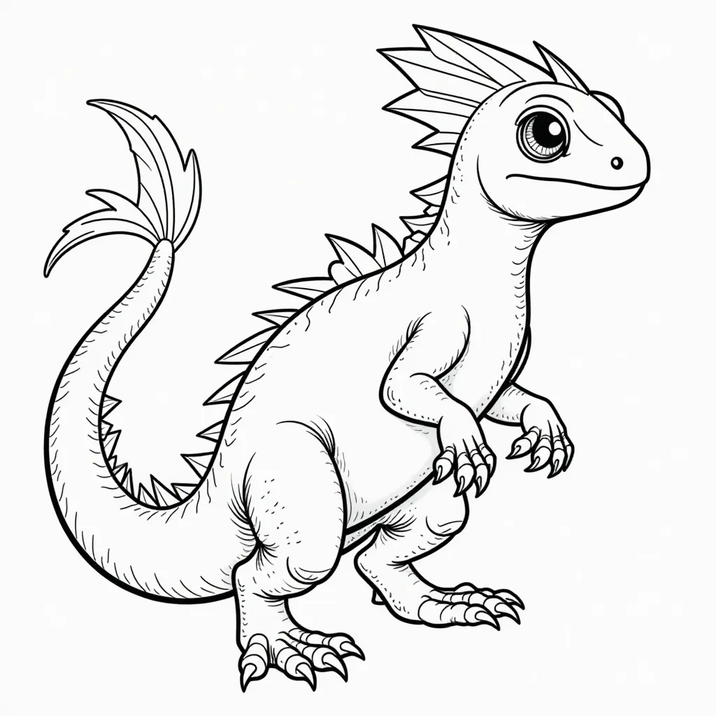 Cute Dragon Line Art Coloring Page
