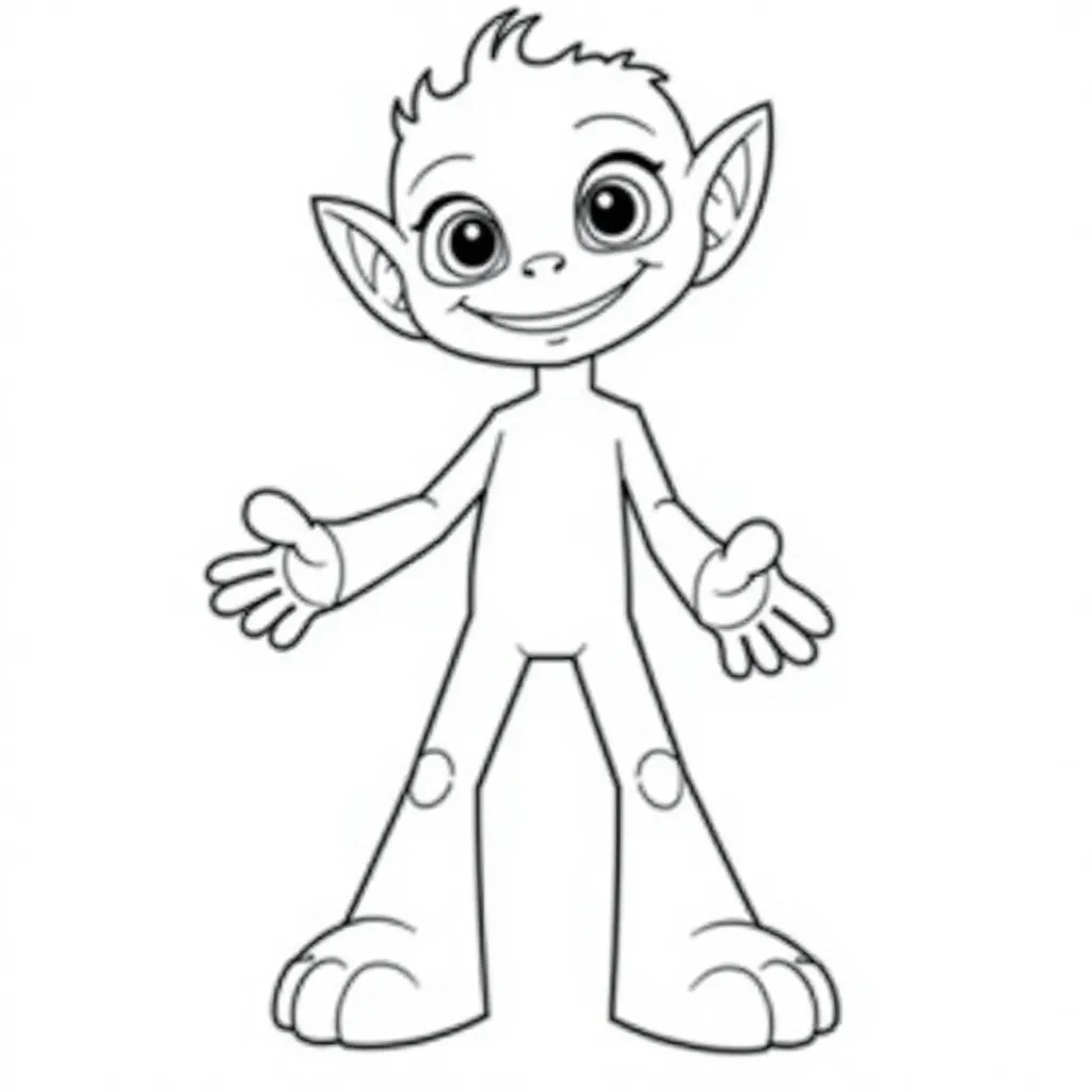 Cute Elf Cartoon Character Coloring Page