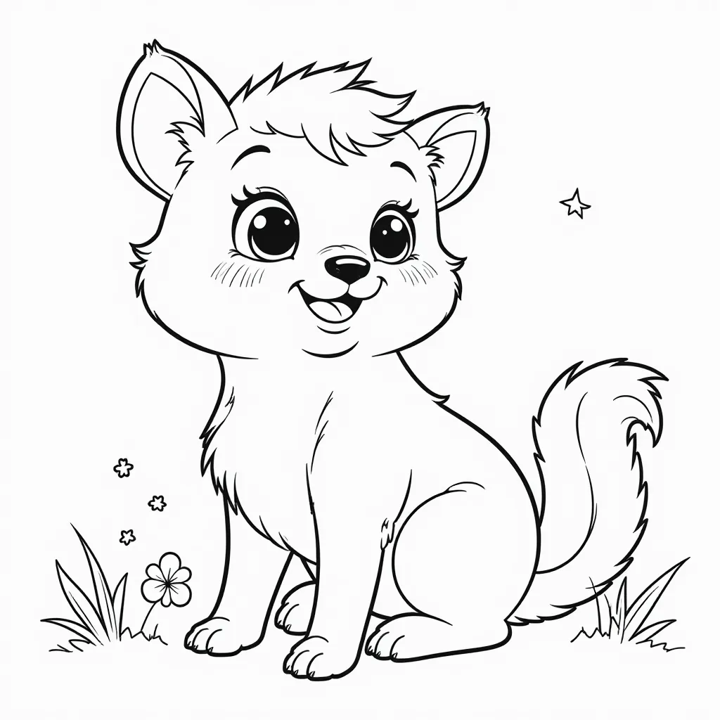 Cute Cartoon Fox Coloring Page