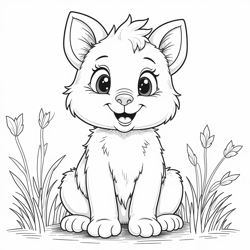 Cute Kitten Coloring Page for Kids