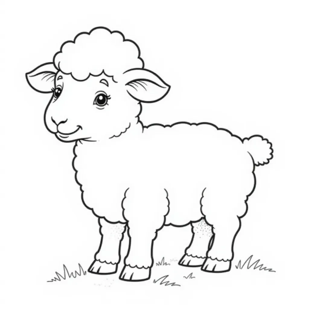 Cute Sheep Coloring Page for Kids