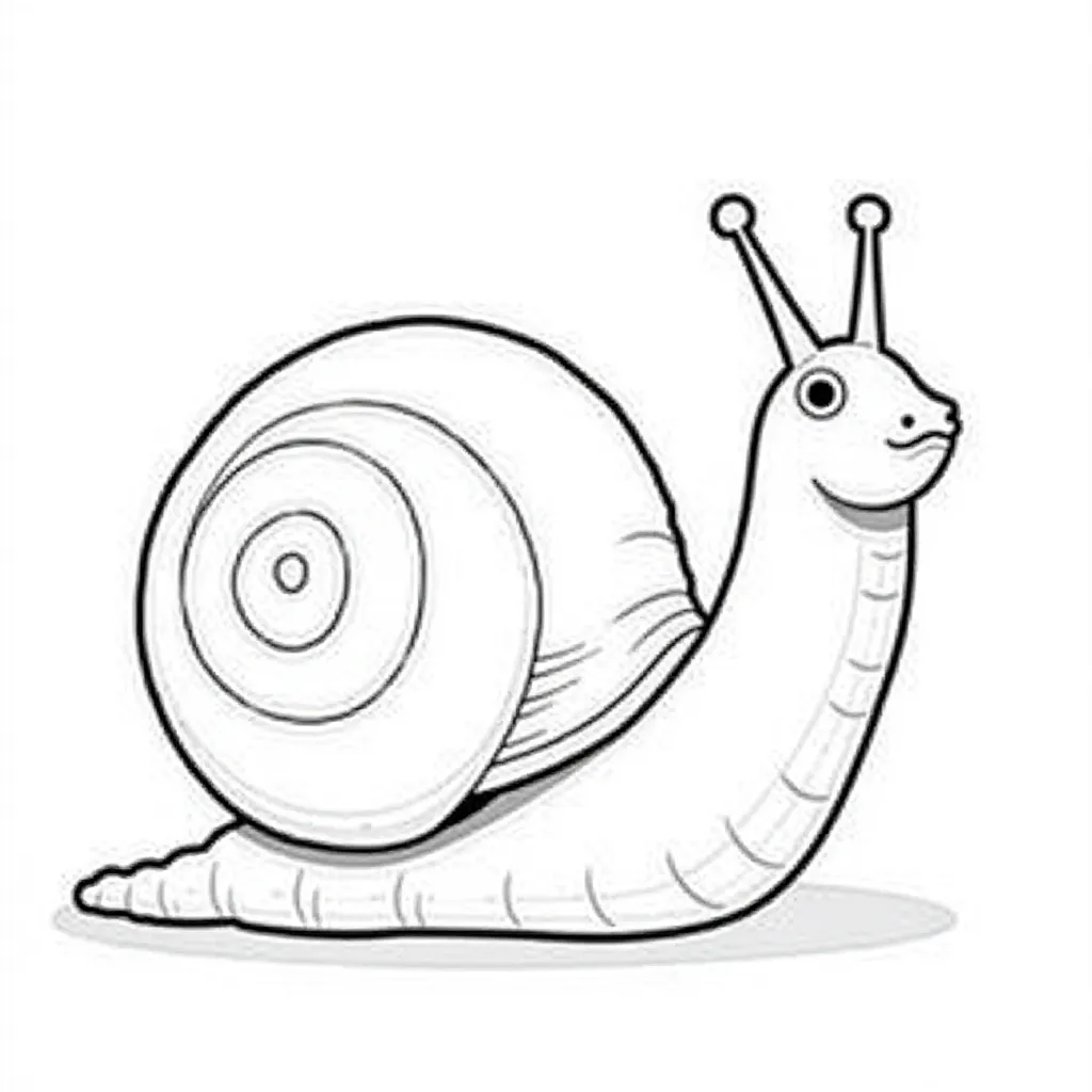 Cute Snail Coloring Page for Kids