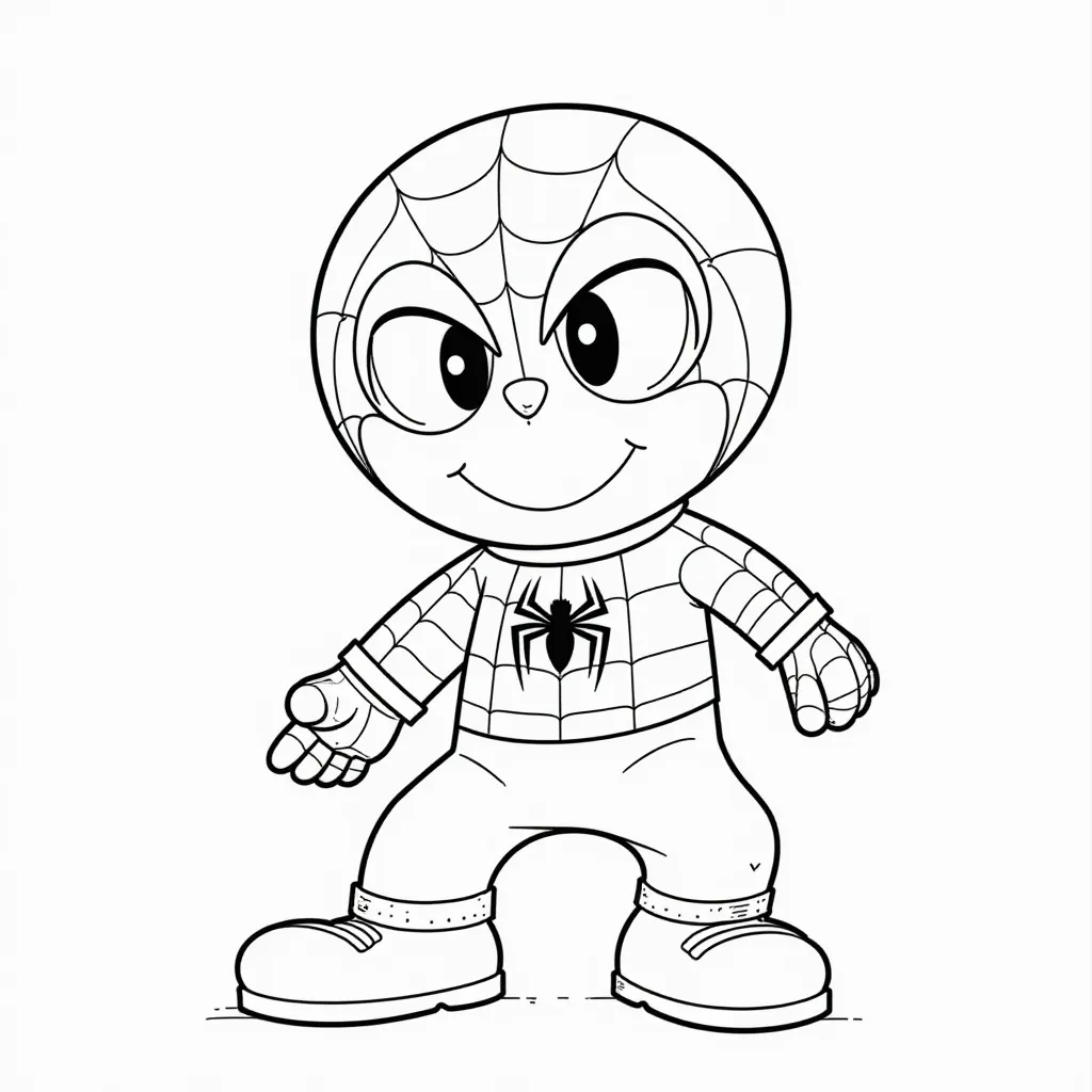 Cute Spiderman Cartoon Coloring Page for Kids