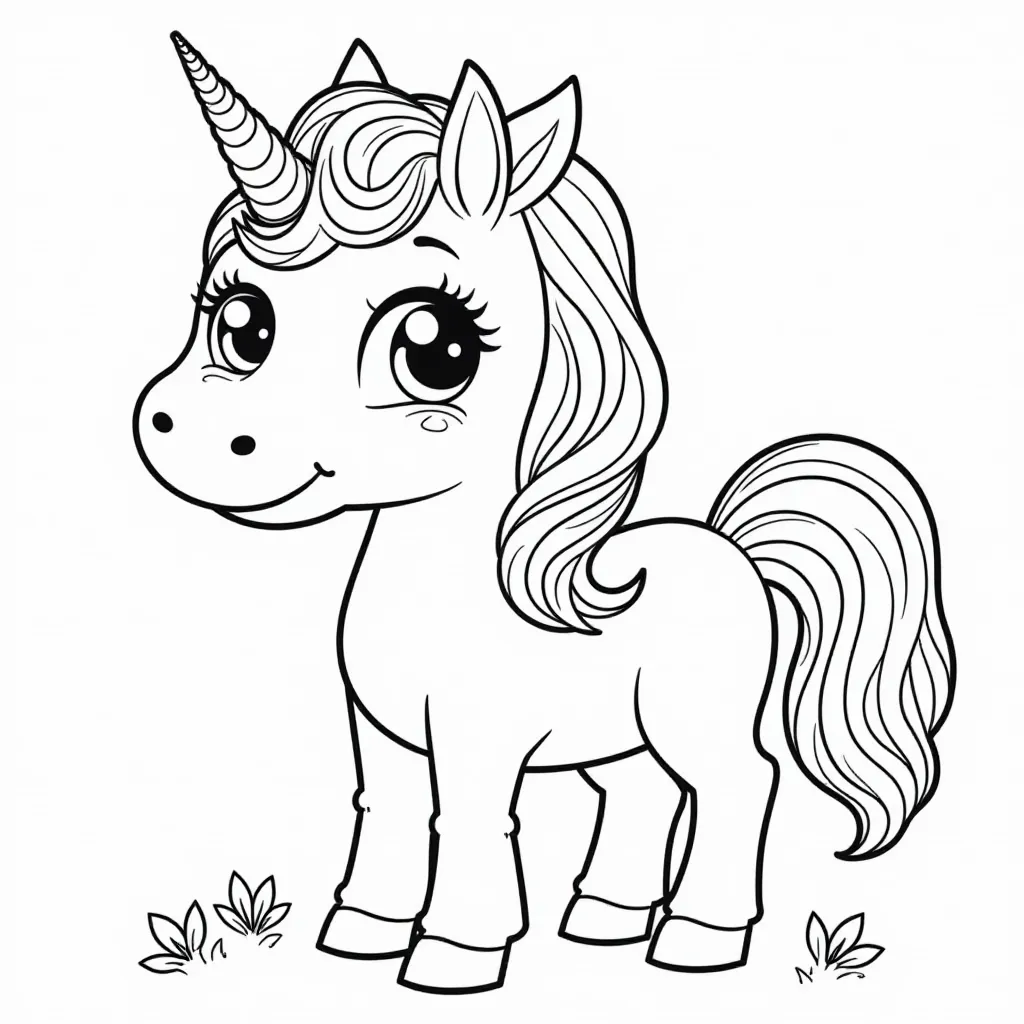 Cute Unicorn Coloring Page for Kids