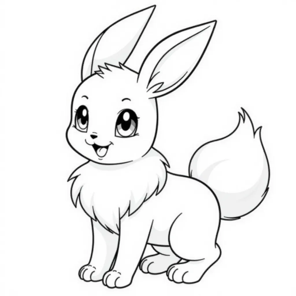 Cute Eevee Pokémon Coloring Page
