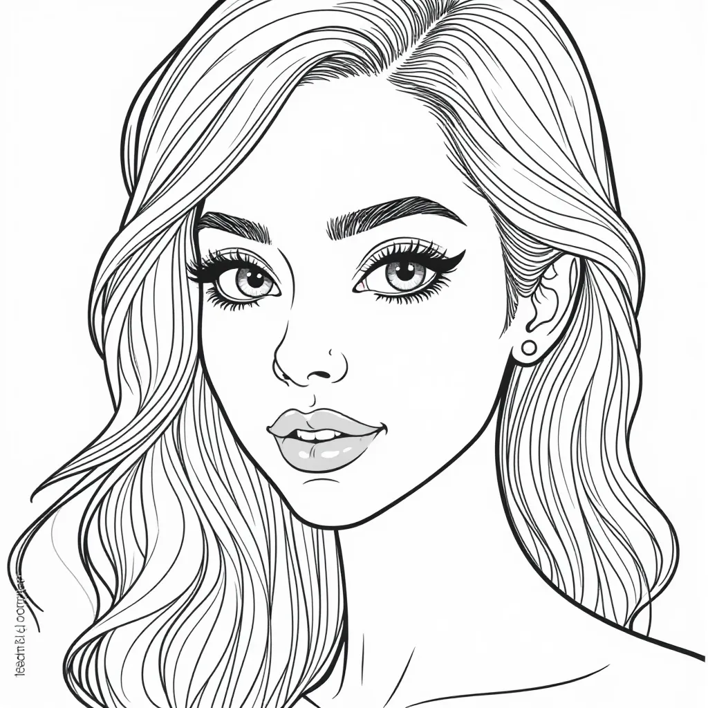 Elegant Woman Face Coloring Page