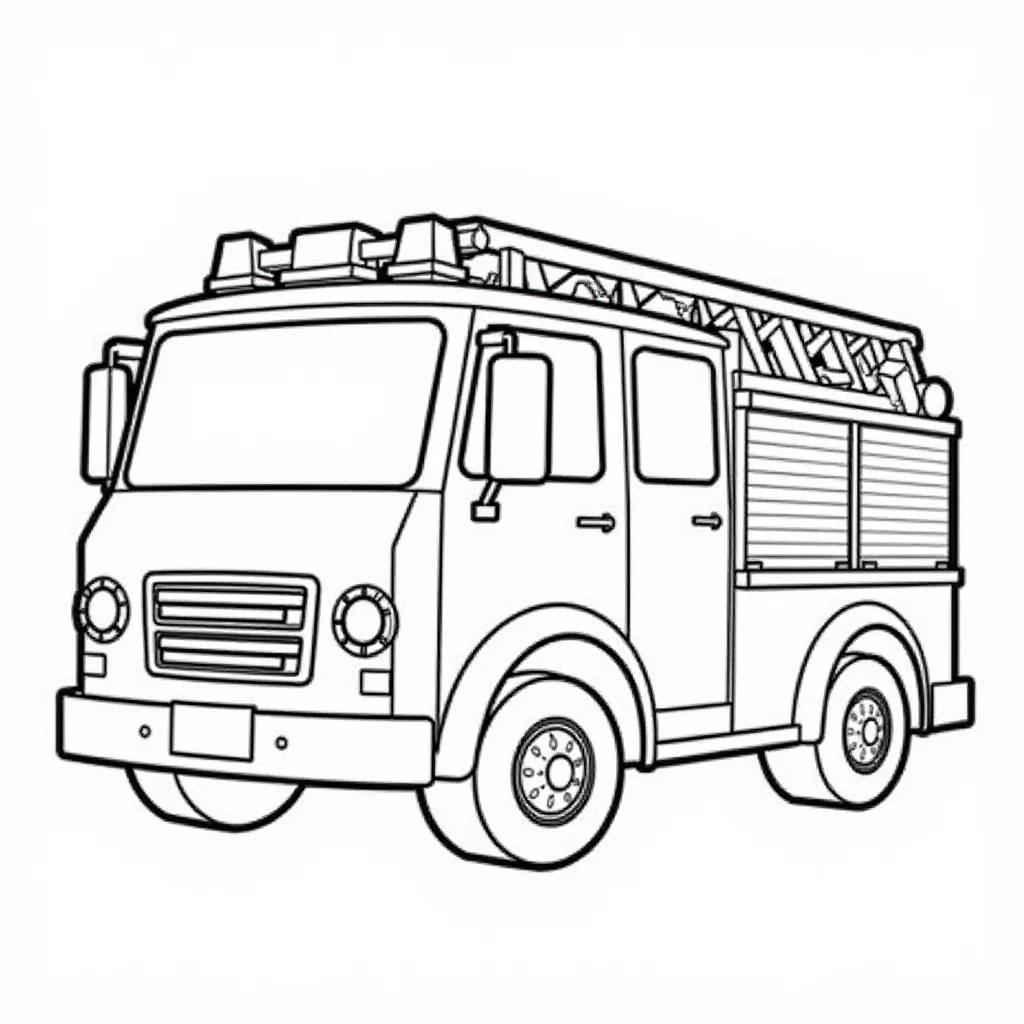 Simple Fire Truck Coloring Page for Kids