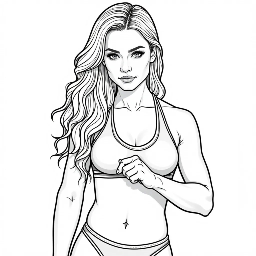 Fitness Girl Line Art Coloring Page