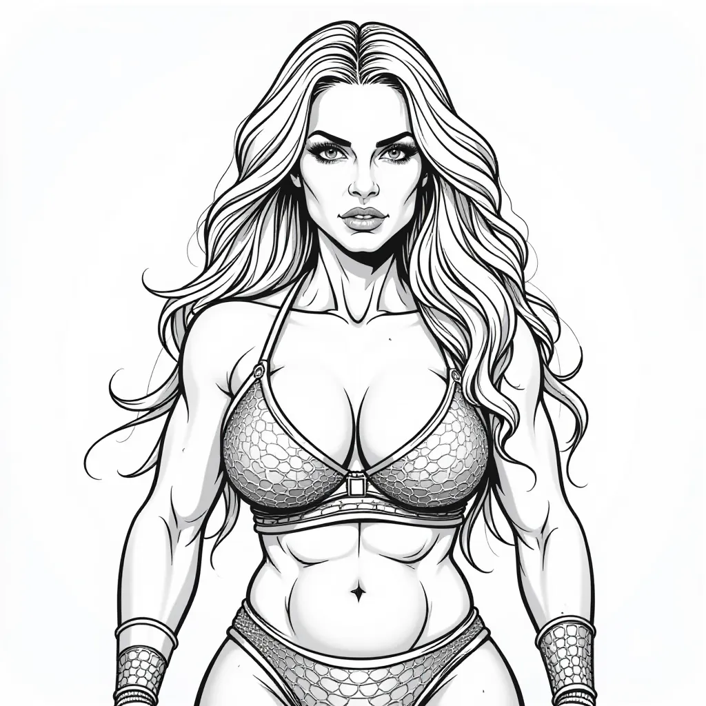 Strong Woman Fitness Bikini Coloring Page