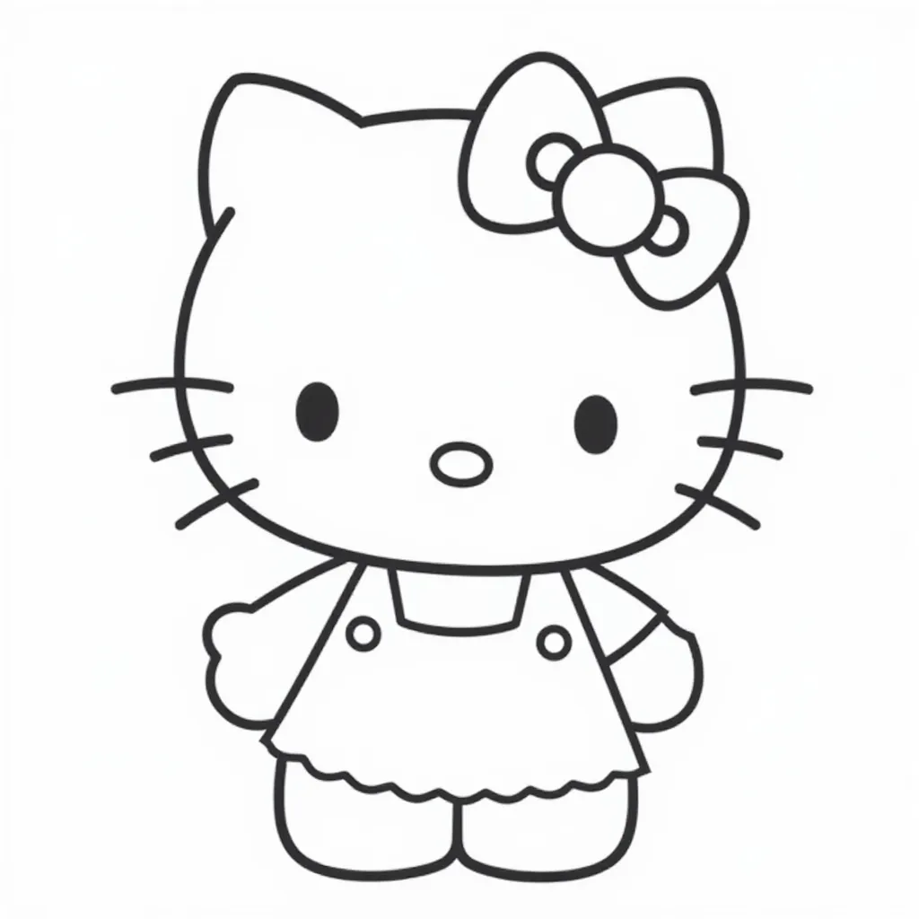 Hello Kitty in Overalls Coloring Page