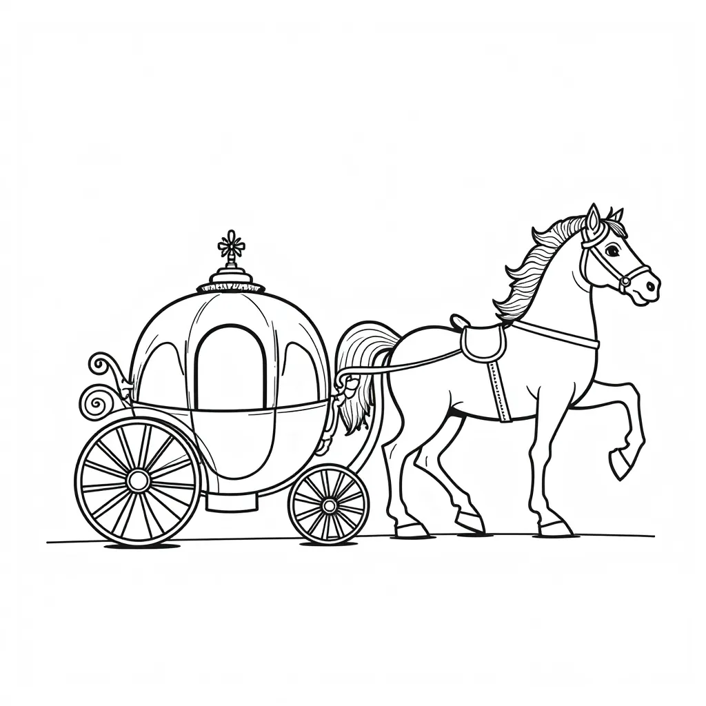 Horse and Carriage Coloring Page