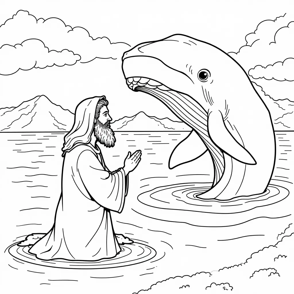 Jonah and the Whale Coloring Page
