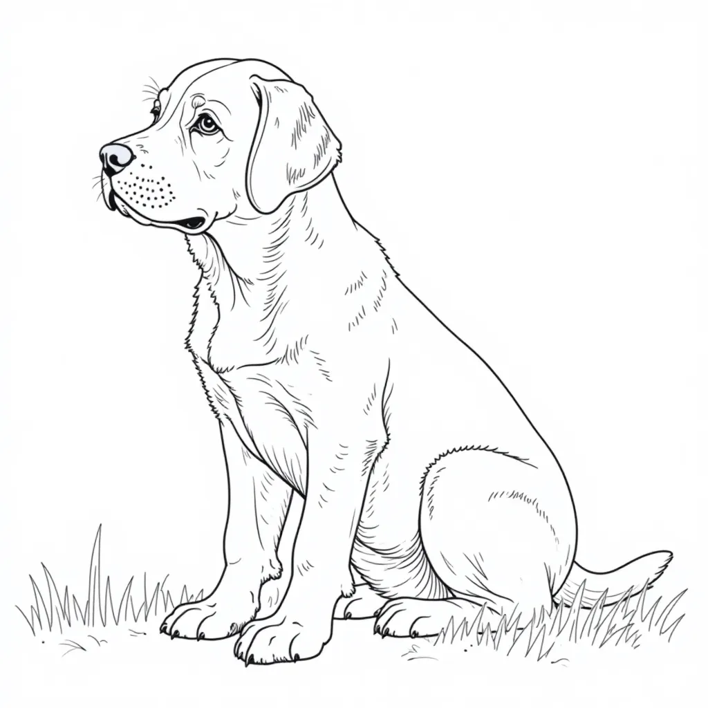 Sitting Labrador Puppy Coloring Page