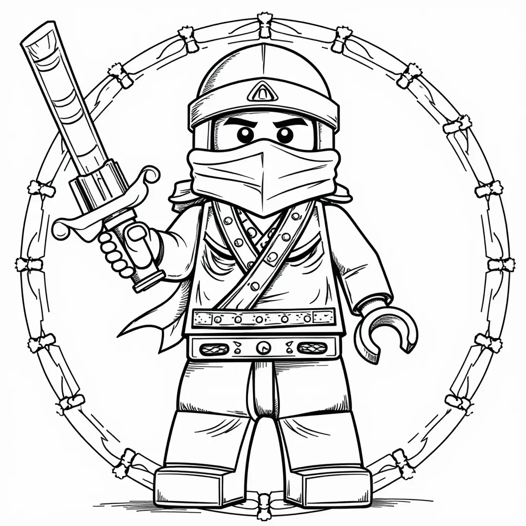 Lego Ninjago Ninja with Sword Coloring Page
