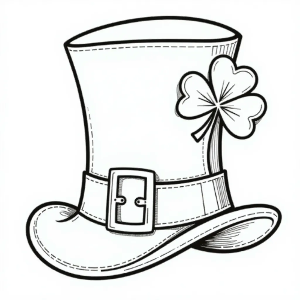 Leprechaun Hat with Shamrock Coloring Page