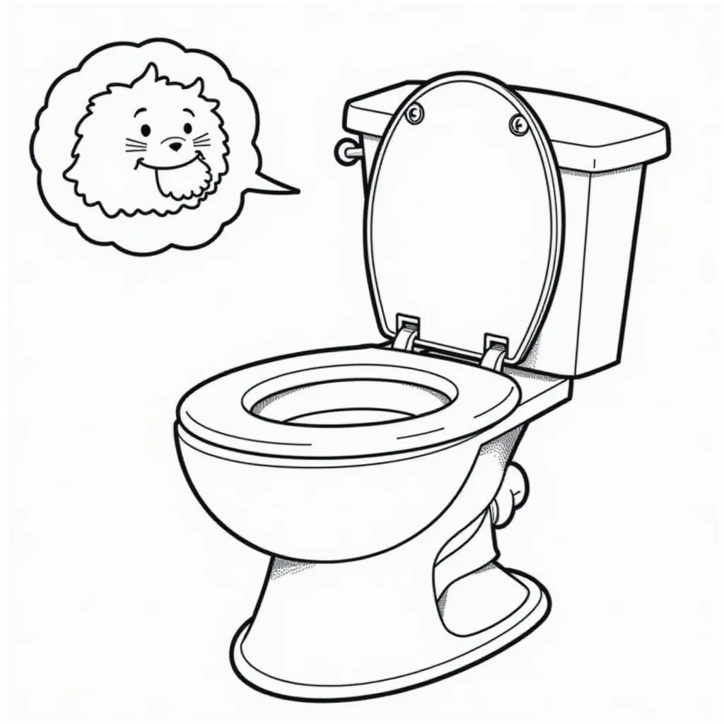 Lion Thinking About Toilet Coloring Page