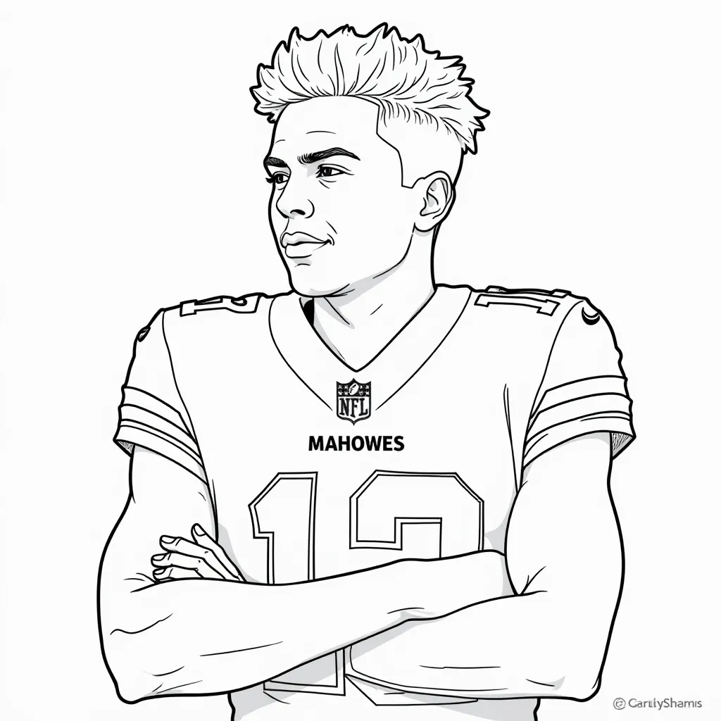 Patrick Mahomes NFL Coloring Page