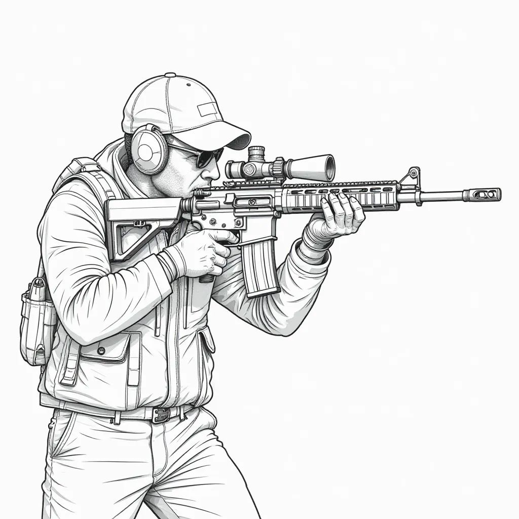 Man Aiming Rifle Coloring Page
