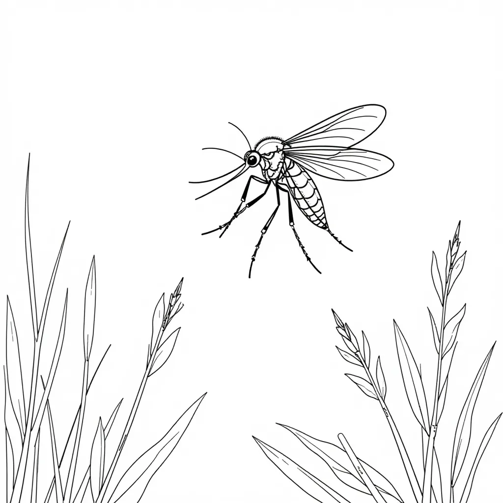 Mosquito in Grass Coloring Page