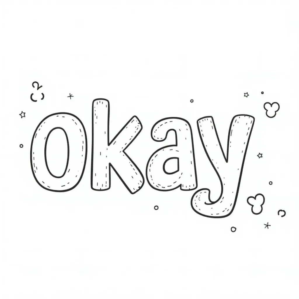 Simple Okay Bubble Letter Coloring Page