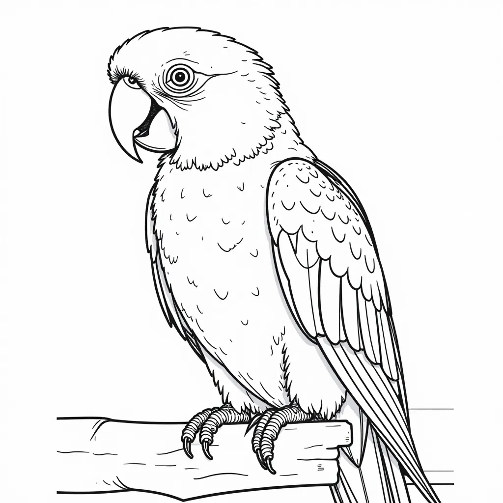 Detailed Parrot Line Art for Coloring