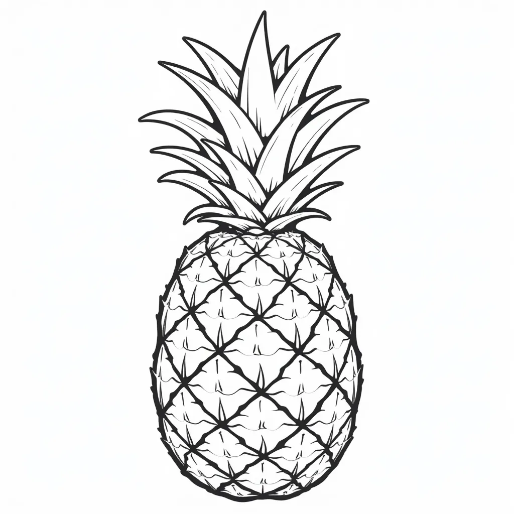 Simple Pineapple Outline for Coloring Pages