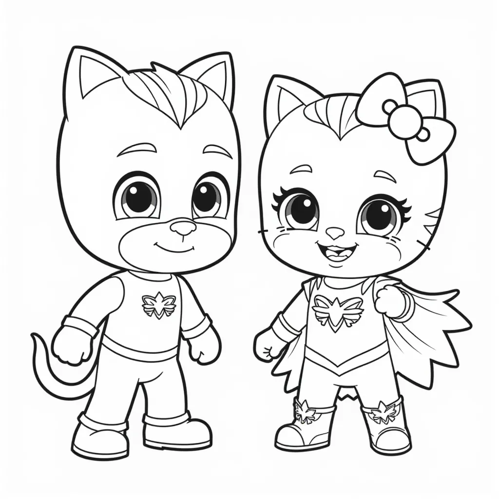PJ Masks Catboy and Owlette Coloring Page