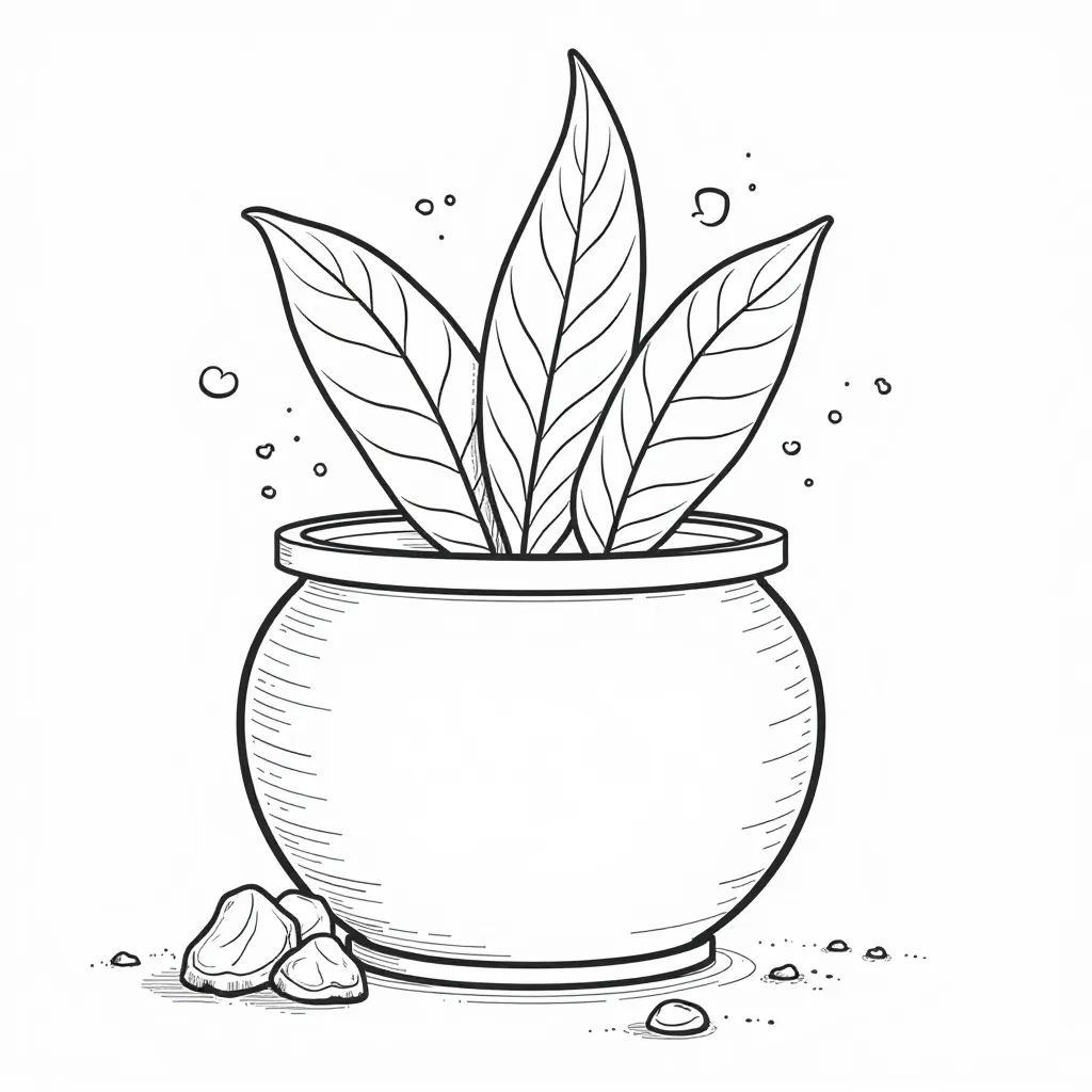 Potted Plant Line Art Coloring Page