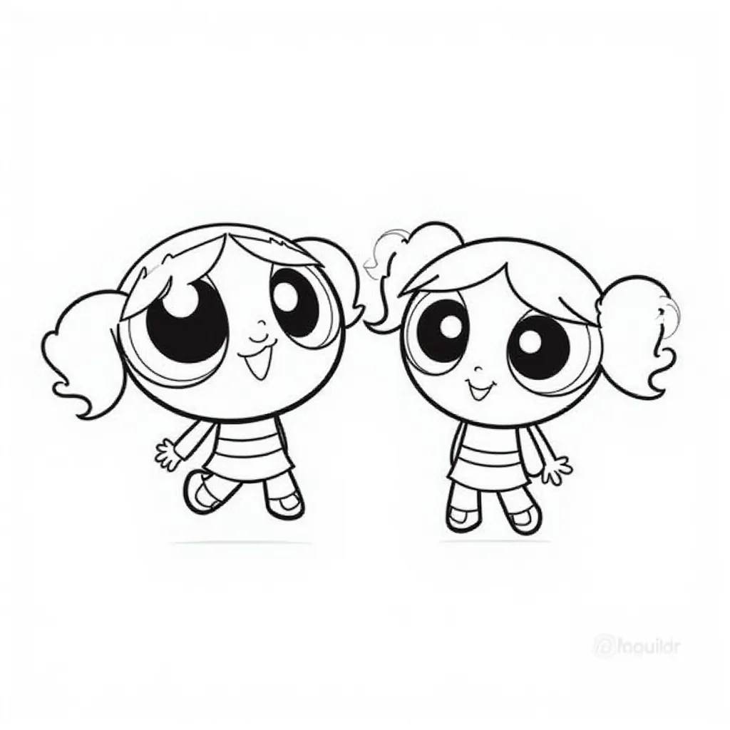 Powerpuff Girls Duo Coloring Page