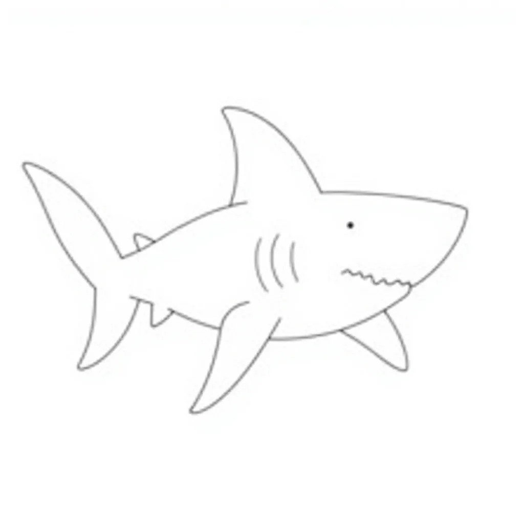 Simple Shark Outline Coloring Page