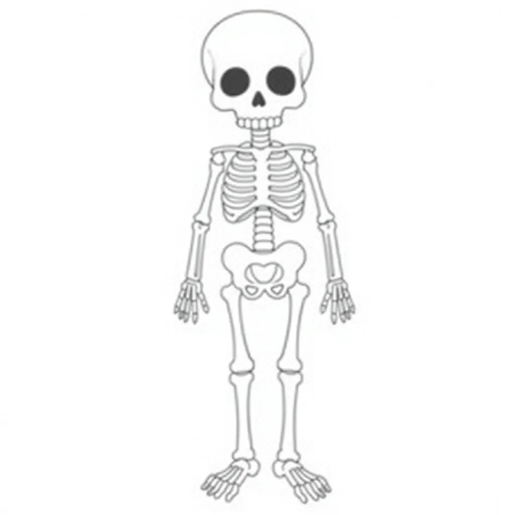 Simple Skeleton Printable Coloring Page for Kids